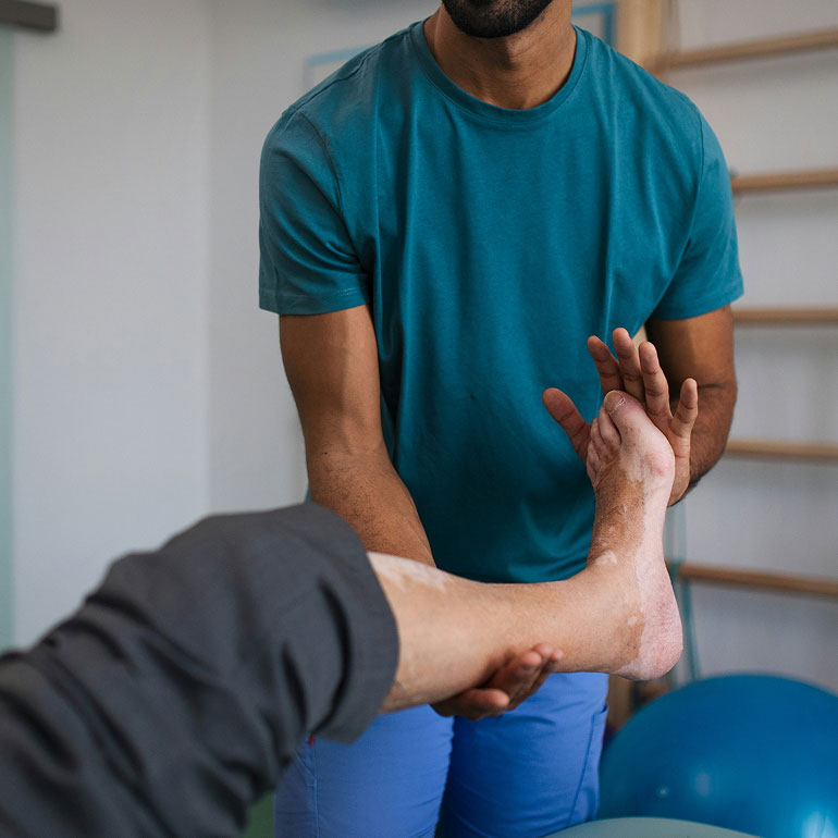 Leeds Limb Centre Foot being checked over