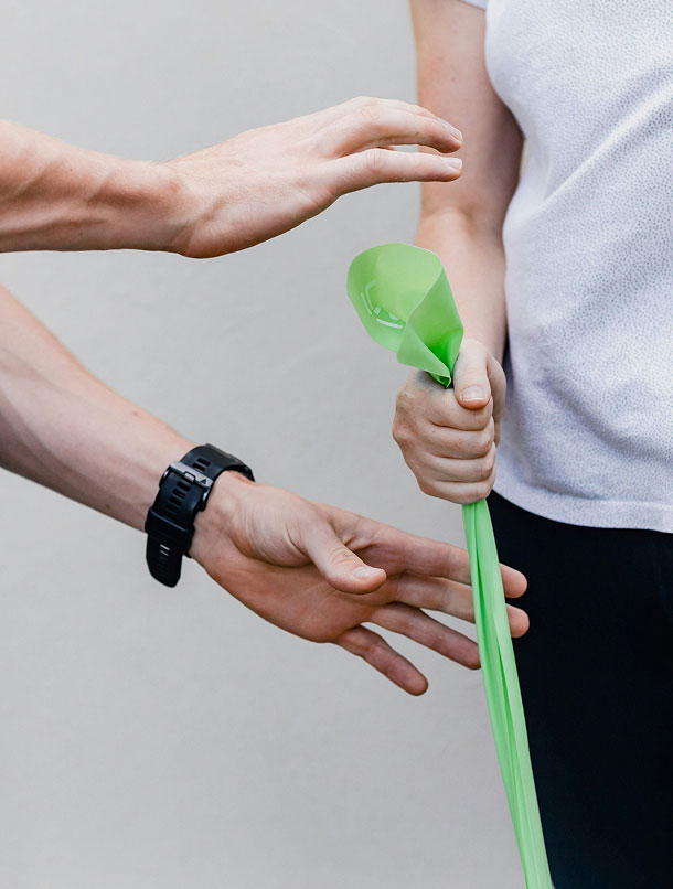 Leeds Limb Centre Healthcare Recovery with resistance band