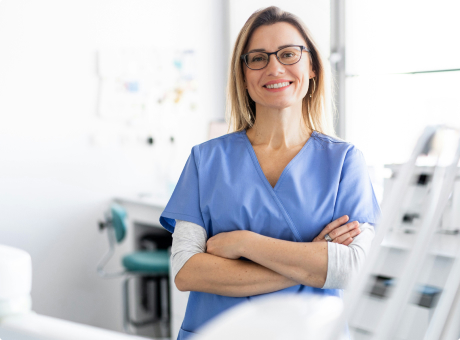 Leeds Limb Centre Woman Smiling with Crossed arms